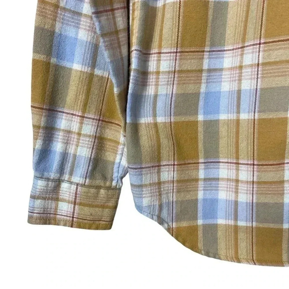 Aeropstale Blue & Yellow Plaid Flannel Long Sleeve Button Down Size Small - Picture 5 of 8
